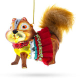 Chipmunk Wearing Dress Glass Christmas Ornament