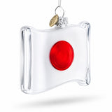 Waving Flag of Japan Glass Christmas Ornament