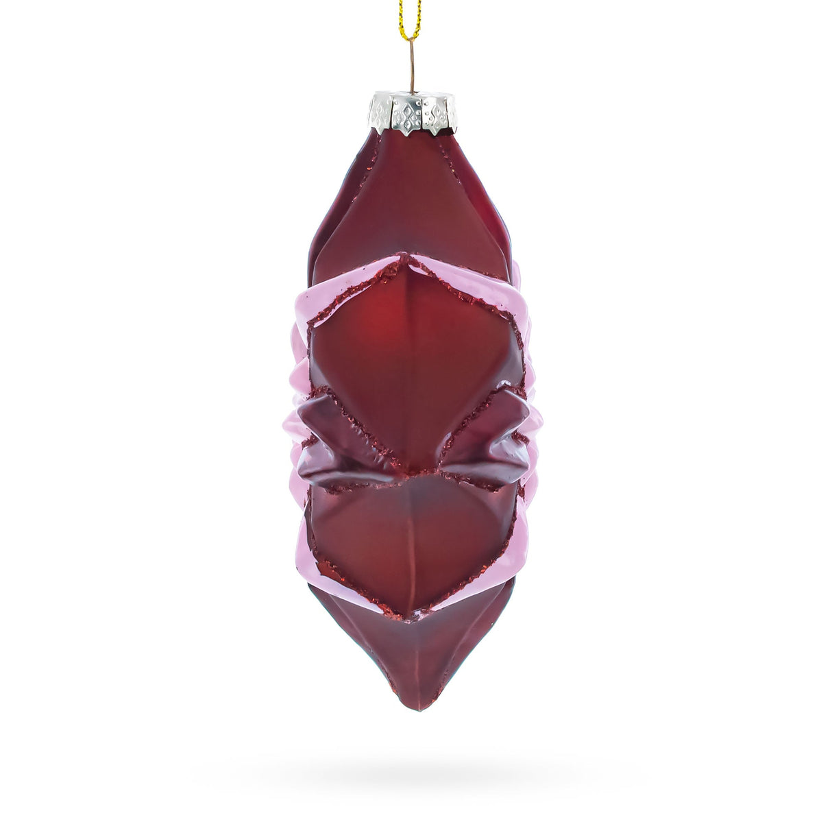 Red Starburst with Beaded Hanger Accent Glass Christmas Ornament