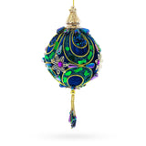 Royal Blue Jeweled  Gold Filigree Accents and Tassels Christmas Ornament