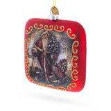 Vintage Santa Scene Glass Christmas Ornament