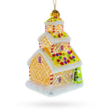 Gingerbread House with Candy Canes Glass Christmas Ornament
