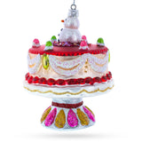 Delightful Snowman Cake Decoration Glass Christmas Ornament