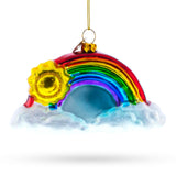 Rainbow and Smiling Sun Glass Christmas Ornament