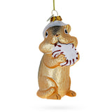 Chipmunk with Candy Glass Christmas Ornament