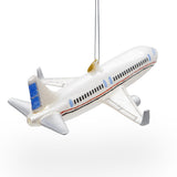 Passenger Jet Airplane Glass Christmas Ornament