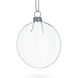 Set of 3 Flat Disc Clear Glass Christmas Ornaments 3.7 Inches