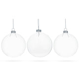 Set of 3 Clear Glass Ball Christmas Ornaments 4.7 Inches