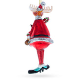 Chubby Moose Glass Christmas Ornament