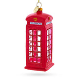 Red Telephone Booth in London, United Kingdom Glass Christmas Ornament