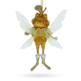 Fairy Frog with Wings Glass Christmas Ornament