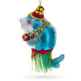Hawaiian Shark with Maracas Glass Christmas Ornament