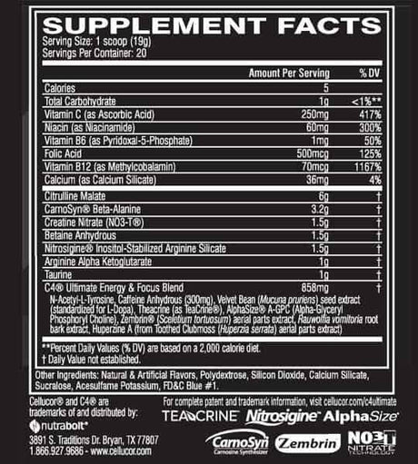 Cellucor C4 Ultimate Pre-Entrenamiento, 20 Dosis