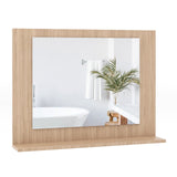 Espejo de baño rectangular con estante de 23.5 x 17.5 pulgadas y marco de madera