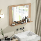 Espejo de baño rectangular con estante de 23.5 x 17.5 pulgadas y marco de madera