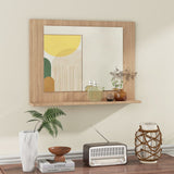 Espejo de baño rectangular con estante de 23.5 x 17.5 pulgadas y marco de madera