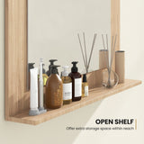 Espejo de baño rectangular con estante de 23.5 x 17.5 pulgadas y marco de madera