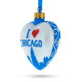 I Love Chicago Glass Heart Christmas Ornament