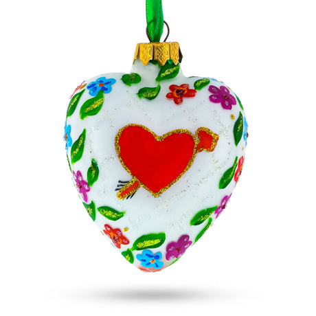 Arrow In Red Heart Valentine's Day Glass Ornament