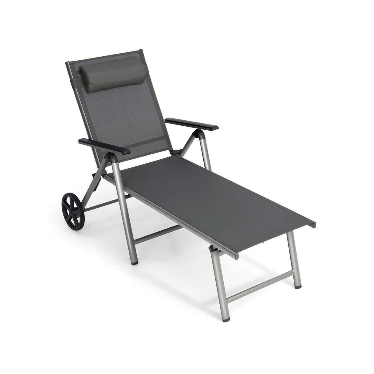 Tumbona plegable ajustable para patio con ruedas