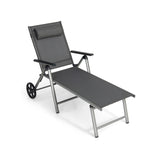 Tumbona plegable ajustable para patio con ruedas