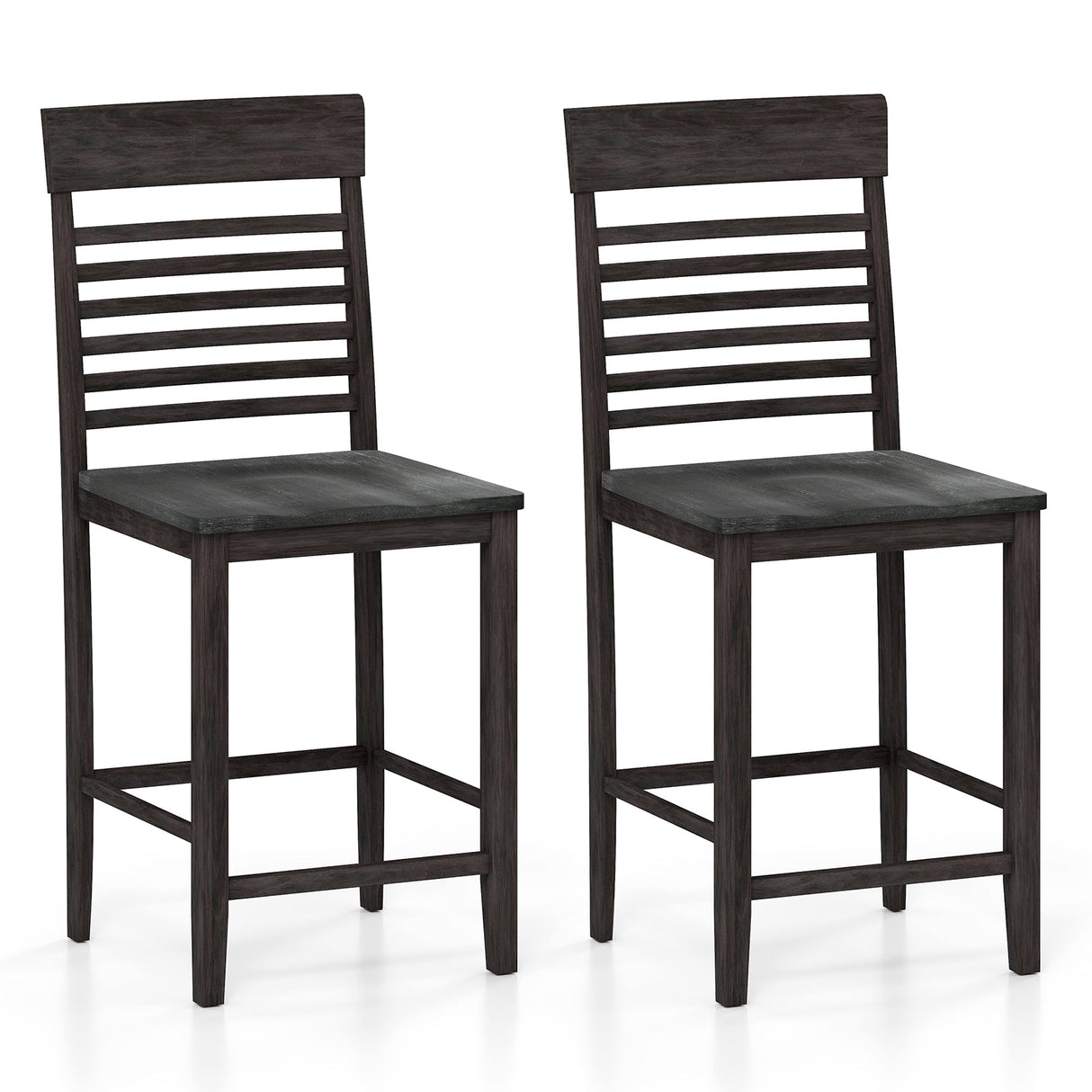 Juego de 2 sillas de comedor con reposapiés y estructura de madera maciza