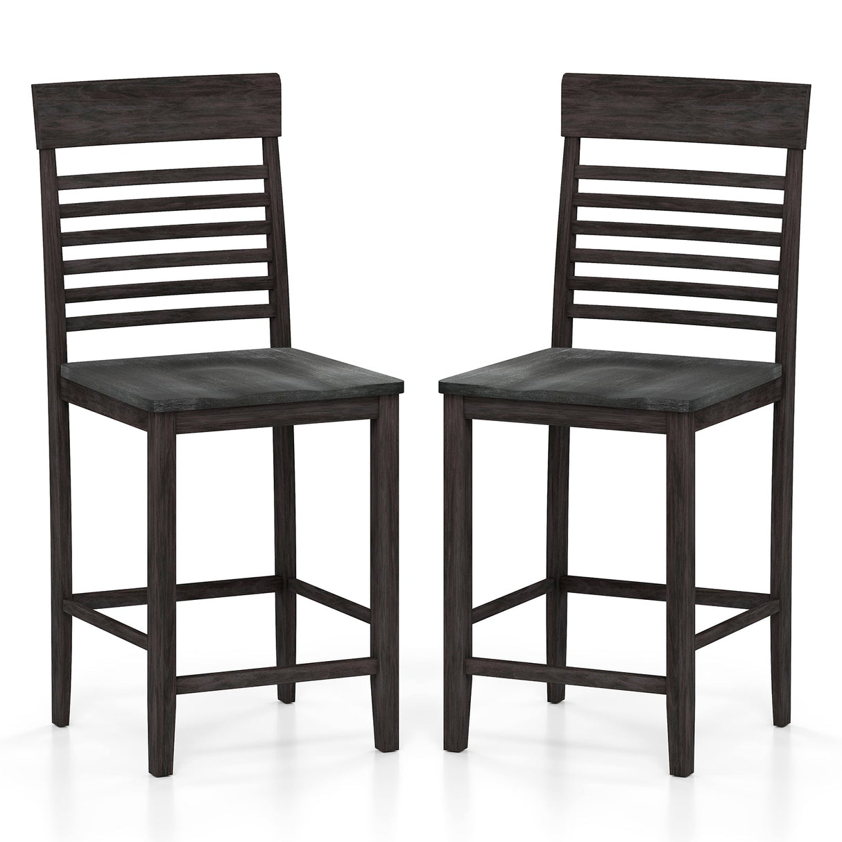 Juego de 2 sillas de comedor con reposapiés y estructura de madera maciza