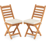 Patio Folding Chairs Set of 2 with Soft Seat Cushion