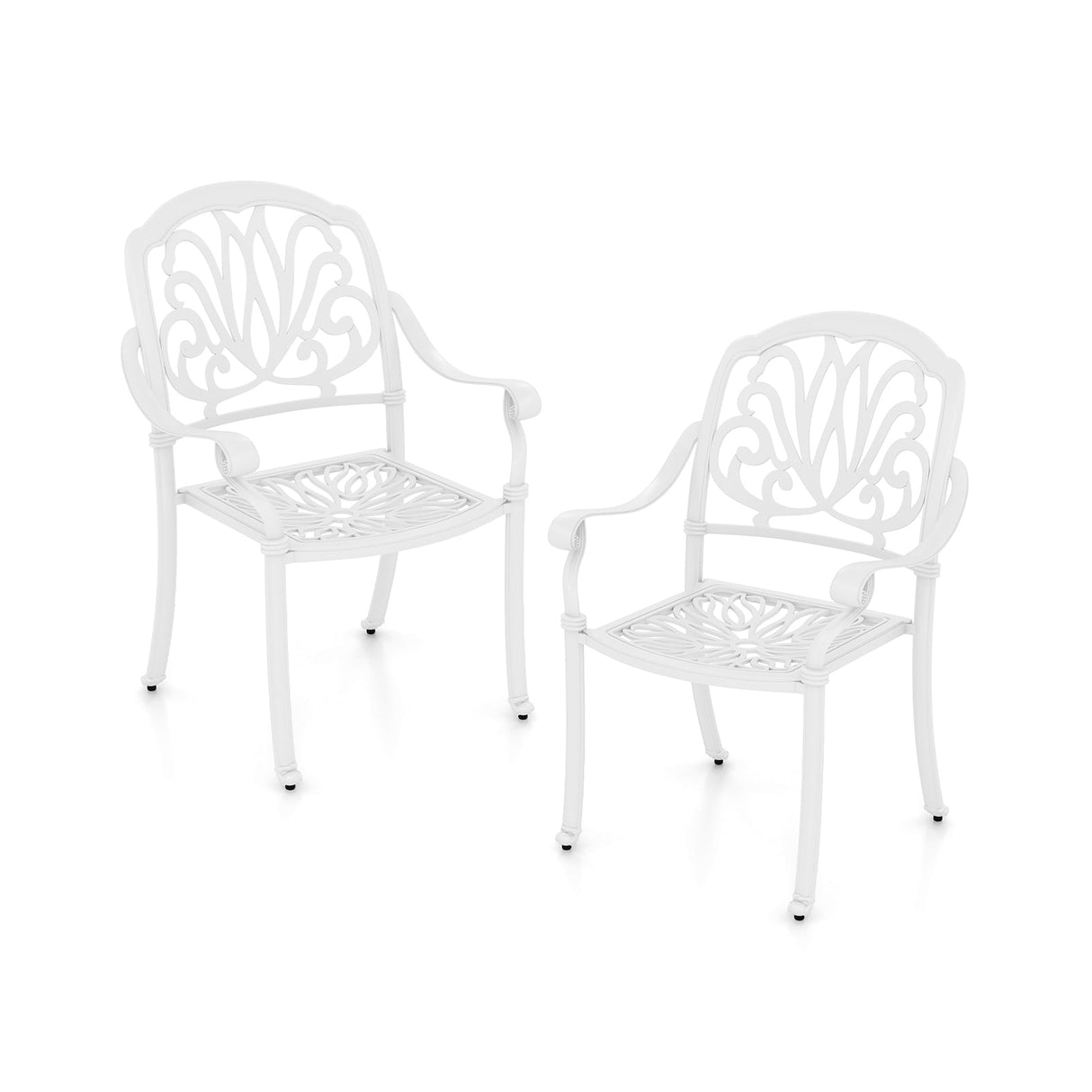 2 sillas de comedor de aluminio fundido para patio con reposabrazos - bronce