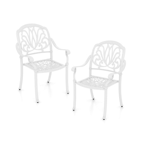 2 sillas de comedor de aluminio fundido para patio con reposabrazos - bronce