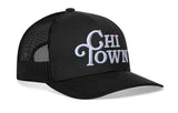 Chi Town White Script Trucker Hat  |  Illinois Snapback