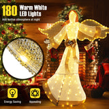 5.2 Feet Christmas Pre-Lit Angel with Halo Wings and 180 Warm White LED Lights