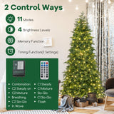 Árbol de Navidad Artificial Preiluminado de 6/7.5 pies con 11 Modos y Base de Metal