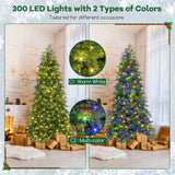 Árbol de Navidad Artificial Preiluminado de 6/7.5 pies con 11 Modos y Base de Metal