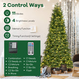 Árbol de Navidad Artificial Preiluminado de 6/7.5 pies con 11 Modos y Base de Metal