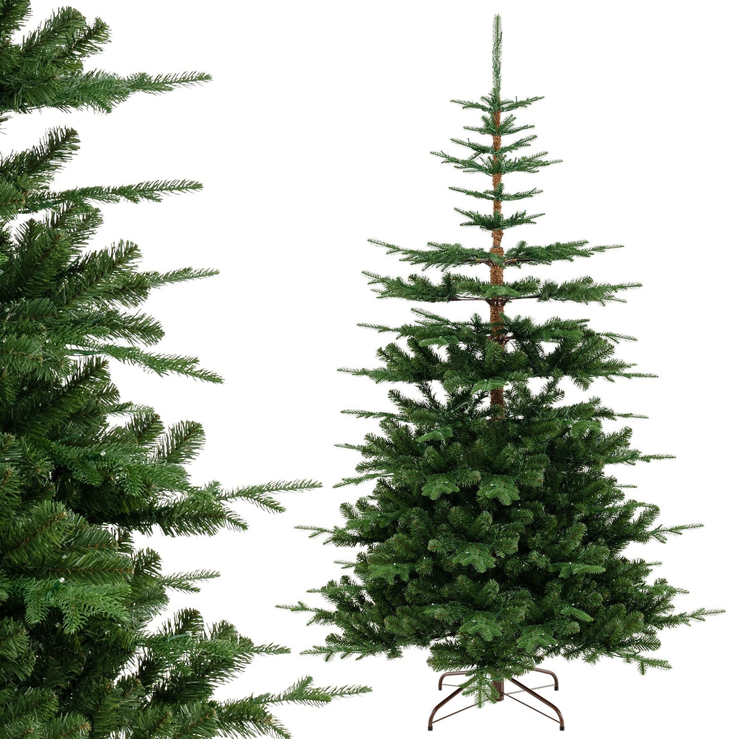 Árbol de Navidad artificial de 7 pies con bisagras, preiluminado y con 1303 puntas de ramas