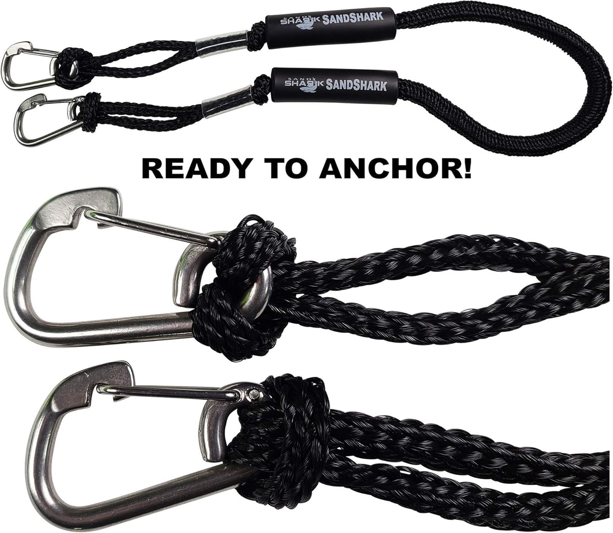 2PK SandShark Carabiner Clips 5/16" (8mm) - Stainless Steel Clip for Boat Lines
