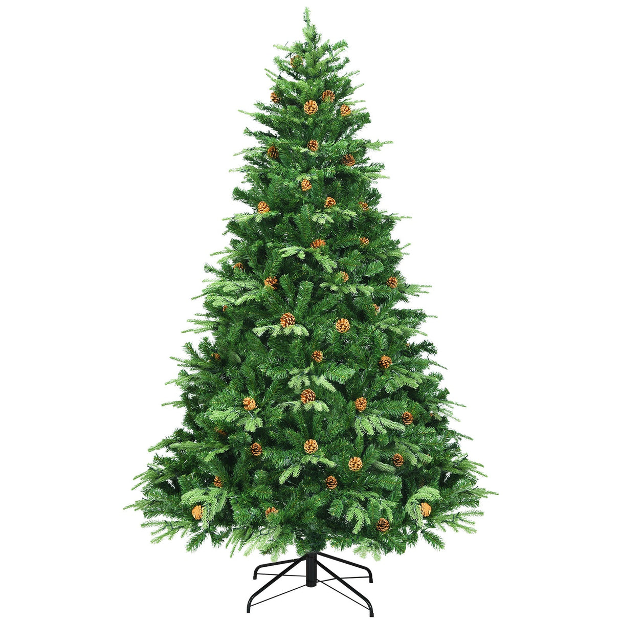 Árbol de Navidad Artificial de 2.29 m con Luces LED y Piñas