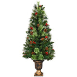 Árbol de Navidad LED con bayas rojas y piñas