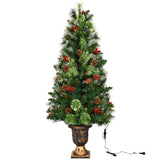 Árbol de Navidad LED con bayas rojas y piñas