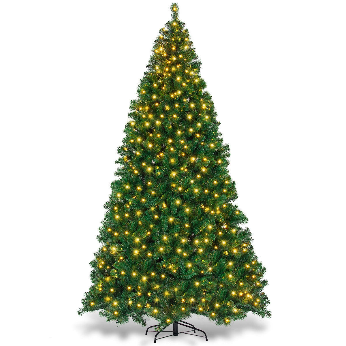 Árbol de Navidad artificial de PVC preiluminado de 9 pies con 700 luces LED