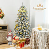 Árbol de Navidad Articulado de 6 Pies con Nieve Artificial Decorativa, Frondoso y con Base Metálica