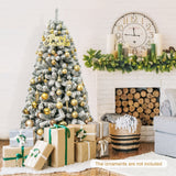 Árbol de Navidad Articulado de 6 Pies con Nieve Artificial Decorativa, Frondoso y con Base Metálica