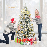 Árbol de Navidad Articulado de 6 Pies con Nieve Artificial Decorativa, Frondoso y con Base Metálica