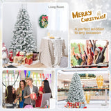 Árbol de Navidad Articulado de 6 Pies con Nieve Artificial Decorativa, Frondoso y con Base Metálica