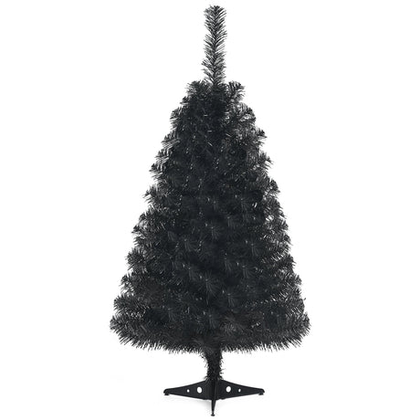 Mini árbol de Navidad artificial sin luces de 36 pulgadas con base de plástico - Verde
