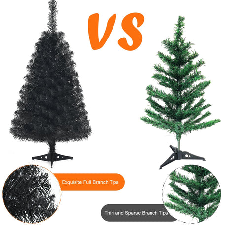 Mini árbol de Navidad artificial sin luces de 36 pulgadas con base de plástico - Verde