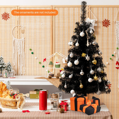 Mini árbol de Navidad artificial sin luces de 36 pulgadas con base de plástico - Verde