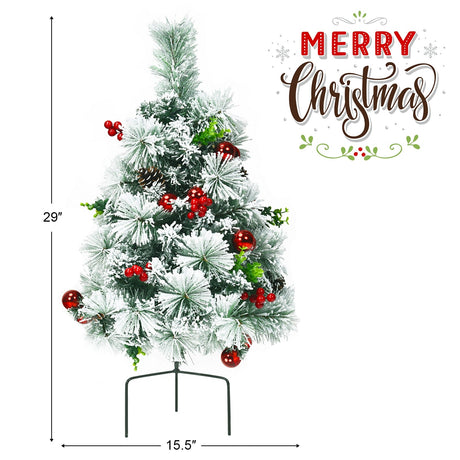 Juego de 2 árboles de Navidad de 60 cm para camino, nevados, preiluminados, a pilas