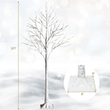 5 Feet Pre-lit White Twig Birch Tree with 72 LED Lights for Christmas